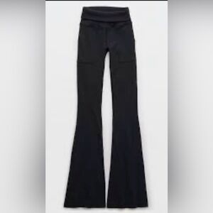 Aerie Offline Ribbed Flare Black Leggings